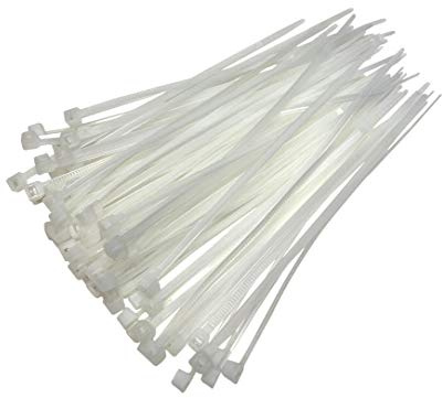 50 Pieces Black and White Cable Ties (3.6mmx370mm, Natural)