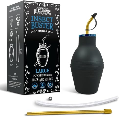 Dr. Killigan's Buster de Insectos | Plumero, aplicador de insecticida, dispensador para Tierra de diatomeas y Otros insecticidas y pesticidas en Polvo | No tóxico y Natural | Grande