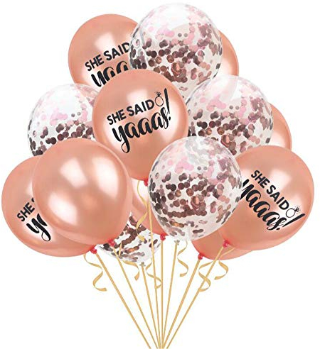 Oblique Unique® She Said Yaaaas! Konfetti Luftballon Set für Hochzeit JGA Junggesellinnenabschied Hen Party Ballons Champagner Rosegold