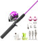 Zebco Unisex-Erwachsene 202 Spincast Reel and Fishing Rod Combo, Pre-Spooled with 10-Pound Cajun Line, Includes Tackle Kit Rolle und Angelrute vorgespult mit 4,5 kg Schnur inkl, Rose, 27-Piece