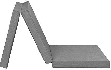 Badenia Trendline faltbare Gästematratze mit strapazierfähigem Bezug aus 100% Polyester, Öko-Tex zertifiziert, 196 x 65 x 8,5 cm Liegefläche , hellgrau, produziert nach deutschem Qualitätsstandard