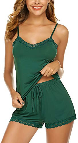 Avidlove Short Pajamas Set Sleepwear Lace Soft Tank Tops and Shorts Set for Women(Green,XXL)