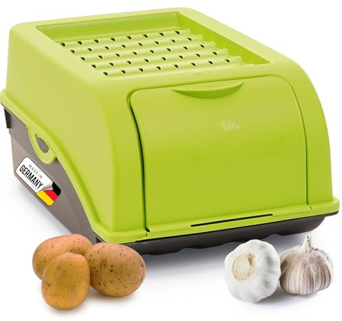 Novaliv Kartoffel Aufbewahrungsbox | klein 3,5L | GRÜN | Zwiebelbox | Gemüsebox stapelbar Kartoffelbox Zwiebel Aufbewahrung Kartoffelkorb Obstbehälter Kartoffelkiste Frischhaltedose Möhren