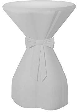 Sensalux Stehtischhusse aus stoffähnlichem Vlies, mit Lotuseffekt, Weiß, 70-80cmØ Schleifenband: Weiß