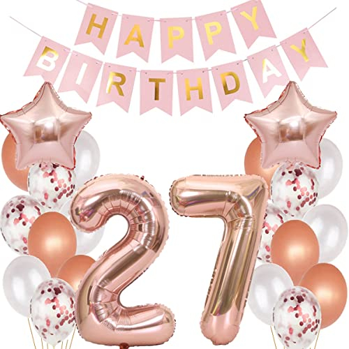 Luftballons 27 Geburtstag Dekoration frauen rosegold, 27. Geburtstag deko für frau,27 jahre Geburtstag deko frau 27 .geburtstag deko frau 27 Geburtstag frau 27 Geburtstagsdeko rosegold frauen (27)