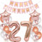 Luftballons 27 Geburtstag Dekoration frauen rosegold, 27. Geburtstag deko für frau,27 jahre Geburtstag deko frau 27 .geburtstag deko frau 27 Geburtstag frau 27 Geburtstagsdeko rosegold frauen (27)