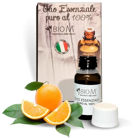 BioM Laboratorio della Natura - Olio Essenziale Arancio 10ml Dolce Puro, Naturale e Bio- per Diffusori, Uso Alimentare, Massaggi - Oli Essenziali per Asciugatrice