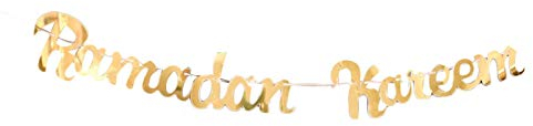 Applyvt Eid Mubarak Ramadan Banner, Muslim Ramadan Bunting Banner, Eid Dekorative Banner, Gold Buchstaben String Flagge Hochzeit Dekoration, Gold Glitter Eid Mubarak Banner, Muslim Festival