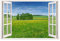 Advertising & Displays Werbecenter Berlin GmbH Leinwandbild mit Fensterblick - Wiese 90 x 60 cm - Keilrahmen mit Druck