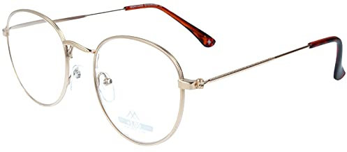 Montana - Lesebrille mit Lupe MR54A, Unisex, goldfarbenes Metall, Retro, Lupe: +2,0