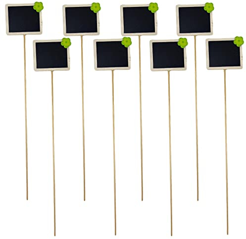 Lot de 8 panneaux pour plantes en bois avec tableau noir et craie