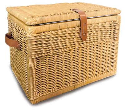 The Basket Lady Handwoven Deep Wicker Storage Trunk, Natural Rattan Wicker Chest with Lid and Handles for Blankets, and Home Organization-Sandstone, Large, 24 L x 17 W x 17.5 H