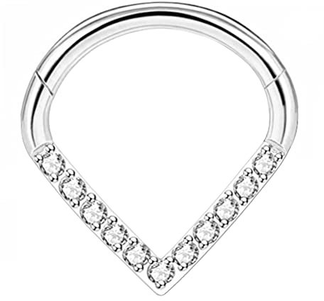 MeiziQL 16G Septum Ringe CZ Teardrop Daith Piercing Ohrring 316L Chirurgenstahl Septum Clicker Ring Knorpel Tragus Rook Helix Creolen für Frauen Mädchen Männer 8mm 10mm, 8mm, Sterlingsilber, Zirkonia