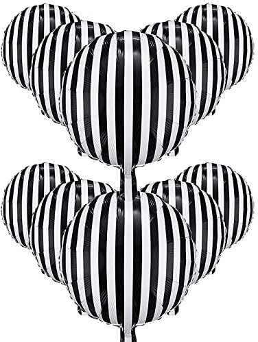 Folienballon 12 Stück Schwarz und Weiß Gestreifte Luftballon Geburtstagsdeko Aluminium Helium Luftballons für Geburtstagsparty Zeremonien Urlaubsparty Dekoration