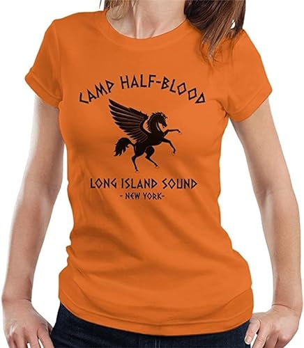 TusPersonalizables Percy Jackson Camp Half Blood T-shirt pour femme, orange, S