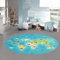 Teppich-Traum Kinderzimmerteppich Weltkarten-Lernspiel Kontinente Tiere & Meere in blau grün, 160 cm rund