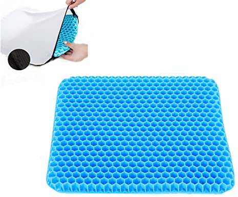 Hjkiopc Gel Kissen/Orthopädisches Gel/Sitzpolster - die druckentlastende Sitzauflage für Rollstühle/Autositze/Bürostühle usw. im Maß 43 x 37 x 4 cm (Blau, 40 * 36 * 4CM)