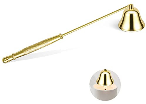 Navpeak Kerzenlöscher mit langem Griff, Metalldochtlöscher Kerzenlöscher Zubehör mit langem Griff für Duftkerze, Aromatherapie Kerzen zum Aussetzen von Kerzen Flamme (Gold)