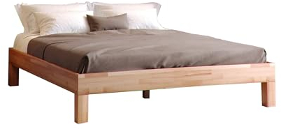 KROKWOOD Jana Solid Wood Bed - Sturdy and Stable FSC Certified Beech Wooden Bed Frame - Mounting Hardware Included (Super King Size) 180 x 200 cm