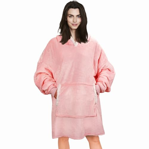 TOWINGO Sweat à Capuche, Couverture à Capuche surdimensionnée, Polaire Sherpa Confortable Ultra Doux, Une Taille pour Tout Le Monde, Rose