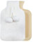 Sleepdown Teddy Fleece Hot Water Bottle and Pom Pom Cover Soft Cosy Fluffy for Neck Back Pain Relief Large 2 Litre - 35 x 23cm - Cream