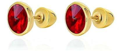 YONVUN Kristall Edelstein Ohrstecker 18k vergoldet Zirkon CZ Birthstone Ohrringe Rubin Saphir Smaragd Silber Schmuck Set Geschenk für Frau Mama Tochter Freundin