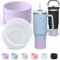 AIERSA 2Pcs Silicone Boot Sleeve for Stanley Quencher 40oz 30oz Tumbler with Handle,for IceFlow 20oz 30oz,Protective Water Bottle Cup Bottom Bumper Cover for Stanley Tumbler Accessories,Clear,Wisteria