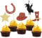 30Pcs Cowboy Cupcake Toppers Glitter HorseShoe Cowboy Hats Boots Cupcake Picks Western Theme Baby Shower Birthday Party Cake Decorations Supplies