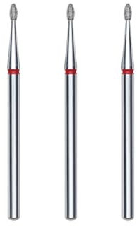 STALEKS PRO set 3 fresas de diamante para cutículas, 3.4x1.6 mm. Forma de Oliva (Grano Fino)