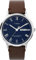 Timex Waterbury Herren-Armbanduhr, 40 mm, braunes, zweiteiliges Lederarmband mit Schnellverschluss, blaues Zifferblatt, Edelstahlgehäuse TW2W14900