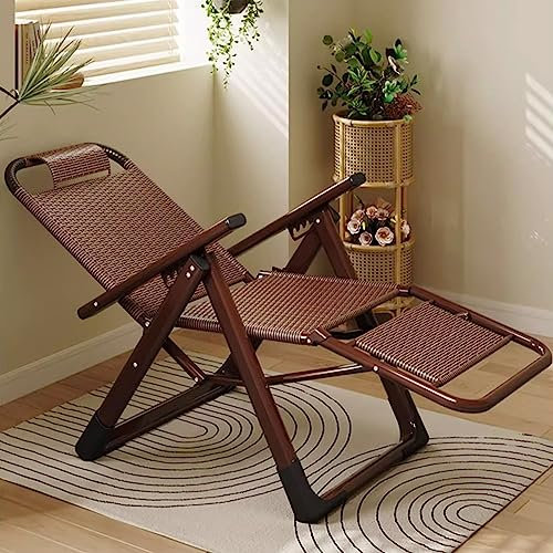 Tragbarer Rasen-Liegestuhl aus Rattan mit hoher Rückenlehne für den Außenbereich, übergroßer Terrassen-Liegestuhl, klappbarer Zero-Gravity-Liegestuhl für den Innenbereich, höhenverstellbar,