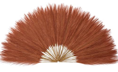 Serwalin Decoración de hierba de las pampas naranja, decoración del hogar, hierba de las pampas sintética, decoración bohemia a granel para relleno de jarrón, casa de campo, decoración de boda,