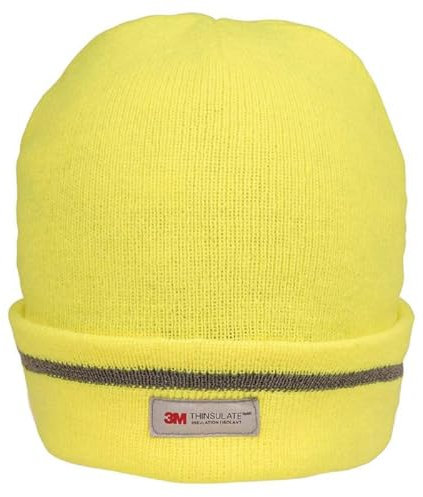 Thinsulate Reflektierende Hi Vis Beanie Skimütze Arbeitssicherheit Winter Warm Thermo Strick, gelb, One size