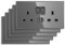 CNBINGO Double Switched Socket with 20W PD USB C and A Fast Charging Ports, Electric Power Sockets 2 Gang 13 Amp, Wall Outlet Grey Tempered Glass Panel, 5 Pack