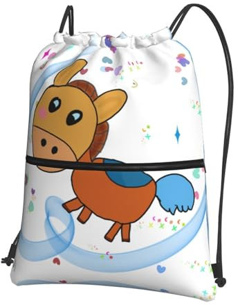 YYHHAOFA Rucksack mit Mule-Muster, Outdoor-Freizeit, Reißverschluss, Kordelzug, wasserdicht, langlebig, leicht, 45,7 x 38,9 cm, Schwarz , One size