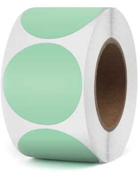 YIKIADA Grün Punkte Thermo-Etikett Vinyl 38 mm Selbstklebend Rolle Adressaufkleber Wasserdicht Drucker Aufkleber für Logo Barcode QR Code Inventar 500 Stück
