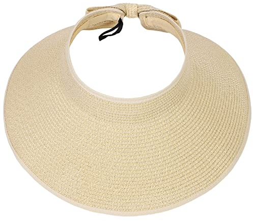 sy soul young Sommerhut für Damen Strohhut Sonnenhut Ponytail Loch Wide Brim Faltbar uv Schutz 50 Hut Packable visorencap(Beige)