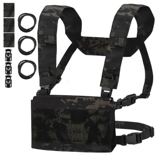 TS TAC-SKY Tactical Micro Fight Chassis MK5 Chest Rig MkV Laser Cut MOLLE Triple 5.56 Magazine Placard Pouch For Plate Carrier Hunting Vest (Color : BCP)