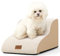COZY KISS Hundetreppe für Kleine Hunde 30cm, Haustiertreppe für Sofa aus Hochdichtem Schwamm, Hunde Treppe Hunderampe mit Waschbarem Bezug und Rutschfestem Boden, 40x50x30cm, 2 Stufen, Beige