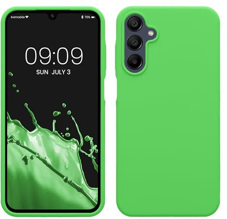 kwmobile Hülle kompatibel mit Samsung Galaxy A15 5G Hülle - Silikon Handy Case - Handyhülle weiche Oberfläche - kabelloses Laden - Limettengrün