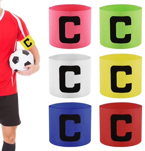 6 Stück Kapitänsbinde Erwachsene, Kapitänsbind Fussball, Verstellbar Captain Armband, Spielführerbinde Elastic Armbinden für Fußball, Multicolor Kapitän-armbinde für Viele Sportarten,Junior,Erwachsene