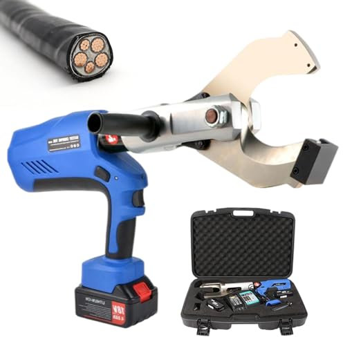Fablestoryem Coupe-câble hydraulique, Coupe-câble électrique à cliquet 250KN avec Affichage LED/2 Batteries, Outil de Coupe de Fil Φ85MM-120MM pour câbles Al et CU/Al blindés,85MM