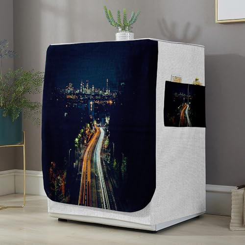 Highdi Housse de Protection pour Machine à Laver, Chargement Frontal Housse La Poussière avec Ouverture Frontale pour Linge Domestique (Autoroute,Capacité L 10.5~12KG)