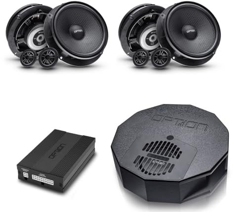 Option Soundsystem V4 kompatibel mit Skoda Superb III - 100% Plug & Play Soundupgrade mit Front -und Heck-Lautsprecher, Reserverad-Subwoofer und DSP-Verstärker inkl. Adaption und Einbauzubehör