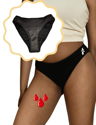 Culotte Menstruelle en Coton Bambou Bio 40ML pour Nuits et Flux Très Abondants, Absorption 4 Maxi Tampons, Design Spécial Anti-Fuite (1 Culotte, M)