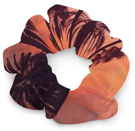 Satin-Haarbänder für Damen, Palmen-Sonnenuntergang-Druck, elastische Haargummis, modische Haargummis für alle Frisuren, weich und langlebig