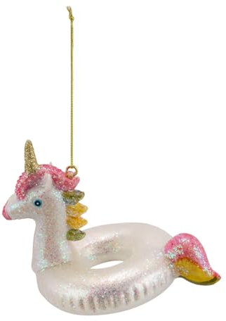 ZauberDeko Christbaumschmuck Glas Einhorn Schwimmring Weihnachten 11cm