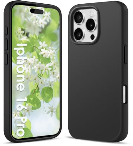 Filoto Liquid Silicone Case for iPhone 16 Pro (6.3 inch) - Ultra Thin Full Body Protective Case, 4-Layer Shockproof Structure, Soft Scratch Resistant Microfiber Lining, Black