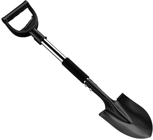 Round Pointed Digging Shovel, 78cm Metal Spade Shovels with D-Grip Handle, Strong handle Light Weight Short Gardening Digging Shovel/Argemt