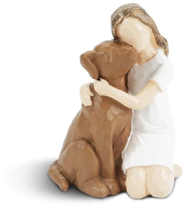 TIE-DailyNec Schutzengel Figur, Mädchen umarmt Hund Figur, Hand-Painted Skulptur, Perfekte Hund Statue Home Decor Ornament Sympathie Geschenk für Hundeliebhaber